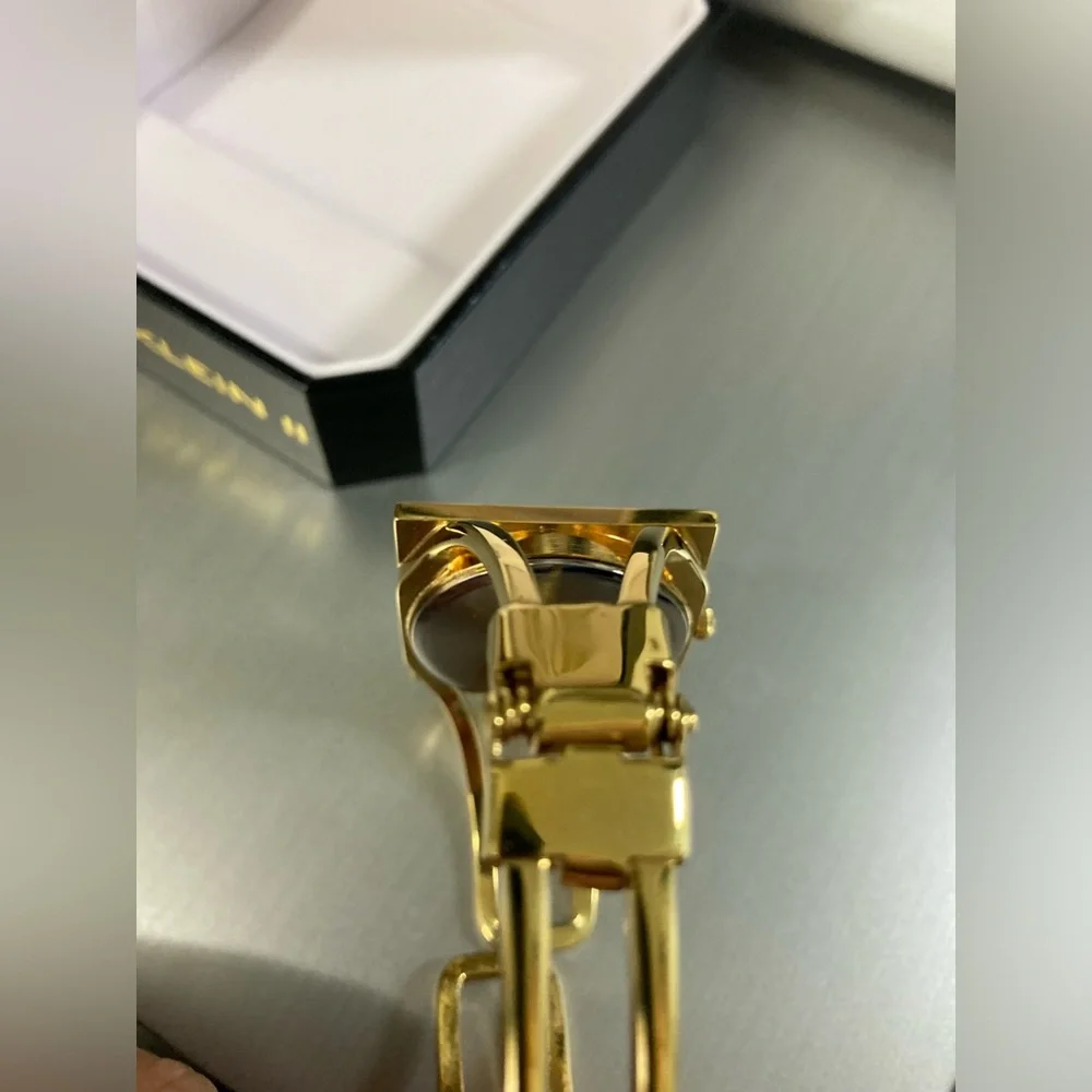 Anne Klein II quartz gold tone watch, square case, new battery, with box